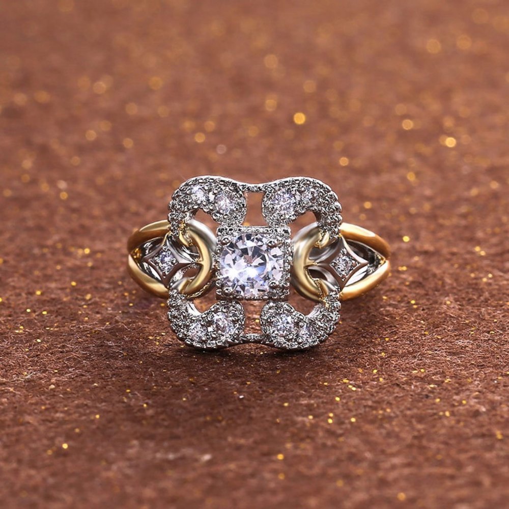 NEW Vintage Gold Round Diamond Art Deco Ring - Picture 4 of 12